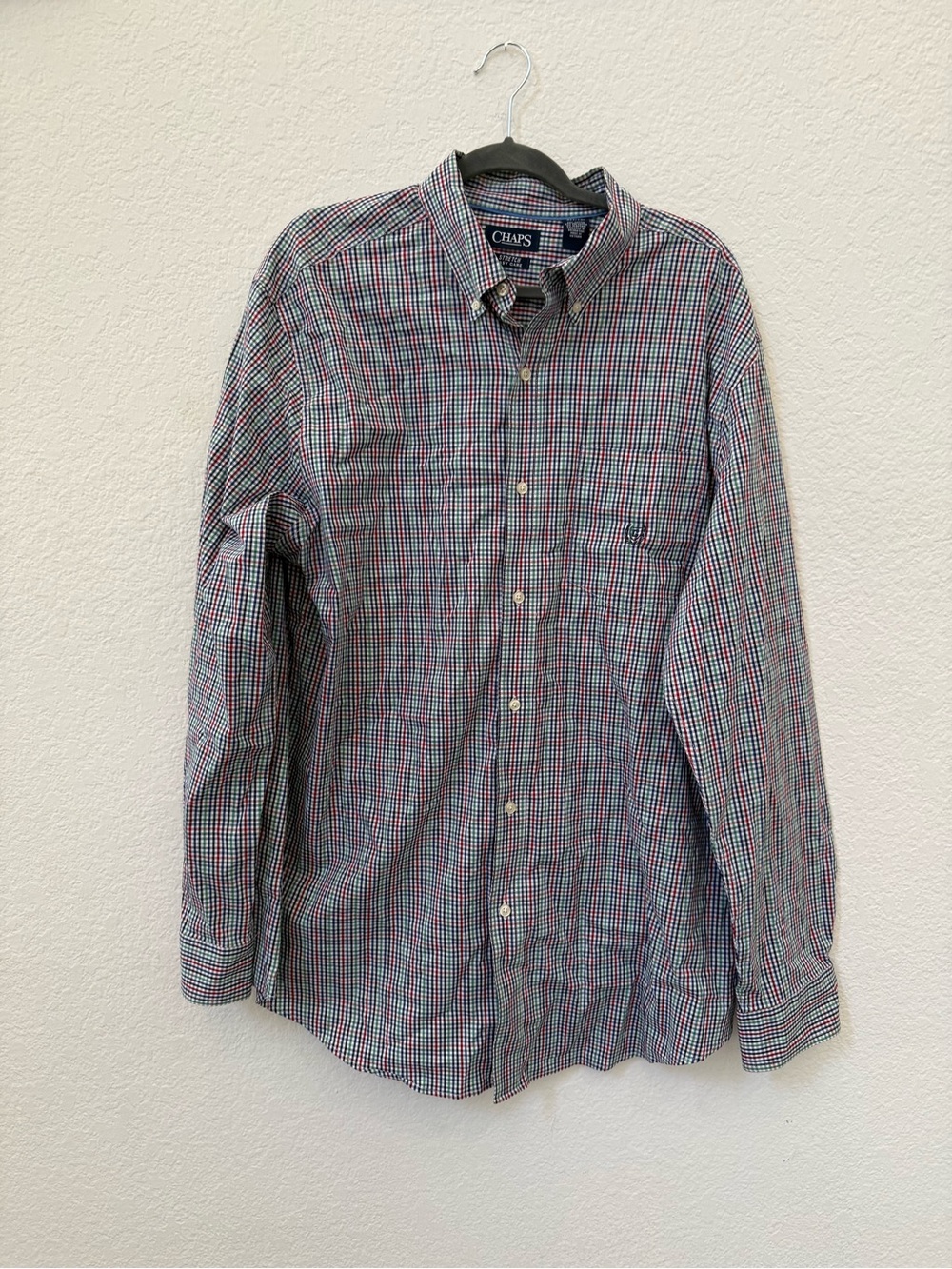 Chaps Men’s Button-Down Plaid Shirt in Blue/Red/White